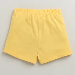 BUMZEE Cotton Knit Above Knee Length Floral & Bunny Printed Shorts With Bow Applique Pack of 2 - Light Blue & Yellow image 3