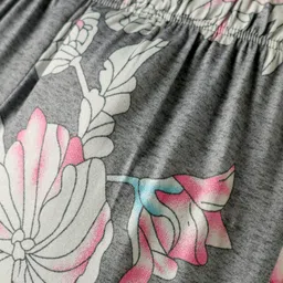 CrayonFlakes Knit Floral Printed Flared Leggings - Grey image 4