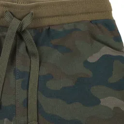 ALAN JONES Cotton Blend Knit Fly Text & Camouflage Printed Shorts - Green image 4