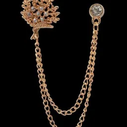 Curren Hanging Chain Lapel Peacock Design Brooch-picture-20