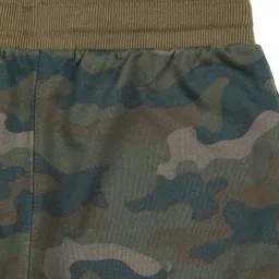 ALAN JONES Cotton Blend Knit Fly Text & Camouflage Printed Shorts - Green image 5