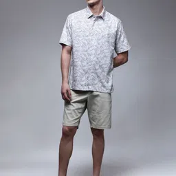 Paper Cut Oversized Printed Cotton Spread Collar Casual Shirt-image-48