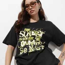 The Roadster Life Co. Typography Printed Pure Cotton Oversized T-shirt-image-83