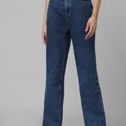 Only Dark Blue Straight Fit High Rise Jeans-picture-22