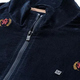 Allen Solly Brand Logo Embroidered Mock Collar Corduroy Bomber Jacket image 5