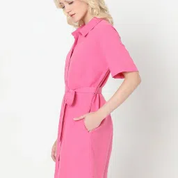 Vero Moda Pink Regular Fit Shirt Dress With Belt image 4