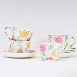 Golden Queens Pink & Yellow Bone China Monochrome Series Cup & Saucer Set image 4