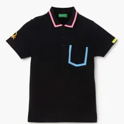 United Colors of Benetton Kids Black Cotton Printed Polo T-Shirt-picture-26