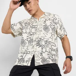 People By Pantaloons Beige Relaxed Fit Printed Shirt image 4