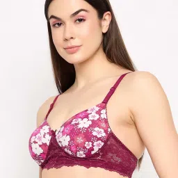 Clovia Maroon Floral Print Full Coverage T-Shirt Bra image 4