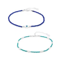 Accessorize London Women's Multi Beaded Evil Eye Choker Pack Of 2 Necklace image 4