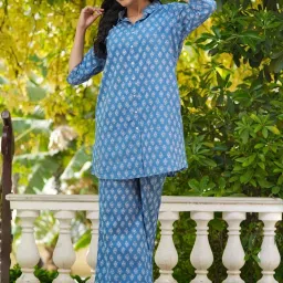 SAY Blue Printed Pyjamas Set image 4