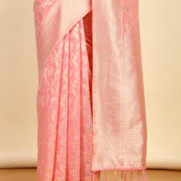 Soch Womens Blush Pink Floral Jacquard Weave Tussar Saree image 4