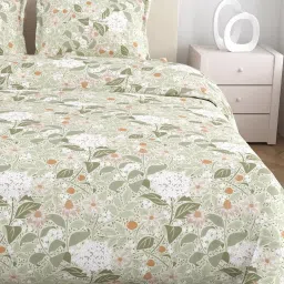 Haus & Kinder Cotton Green Cottage Bloom 144 TC Double Flat Bedsheet with 2 Pillow Covers image 4