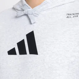 Adidas Grey Cotton Regular Fit Printed Hooded Sweatshirt image 4