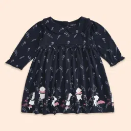 Pantaloons Baby Kids Navy Cotton Printed Full Sleeves Dress-picture-15