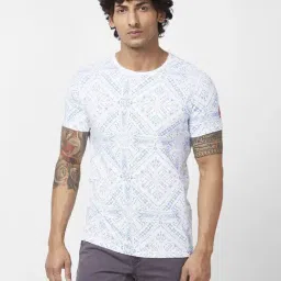 Spykar White Slim Fit Printed T-Shirt-picture-12