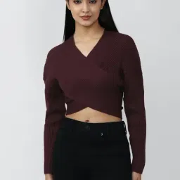 Forever 21 Brown V Neck Sweater-picture-41