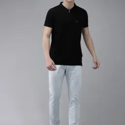 The Bear House Black Self Design Polo T-Shirt-image-25