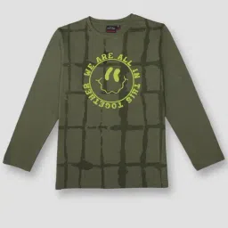 Gini & Jony Kids Green Cotton Printed Full Sleeves T-Shirt-picture-15