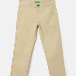 United Colors of Benetton Boys Light Beige Solid Trousers-image-4