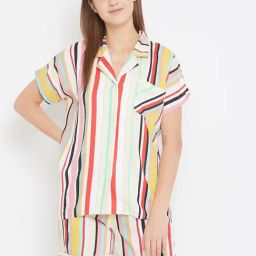 The Kaftan Company Red Striped Shorts & Shirt Set-picture-44