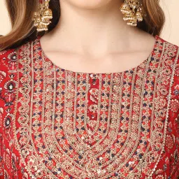 Globus Red Embroidered Midi Dress image 4