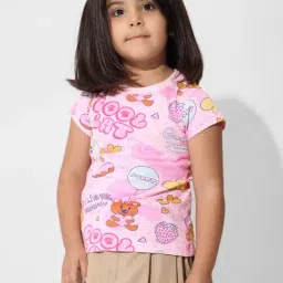 The Souled Store Girls Pink Cotton Print Top-picture-26