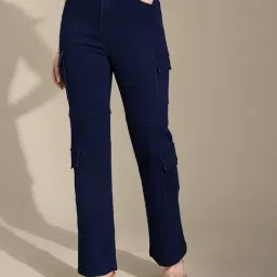 Life With Pockets Blue Solid Regular Fit Skirts image 5