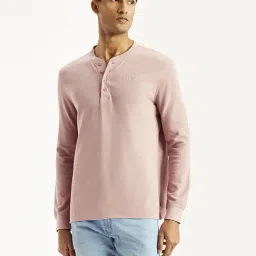 Levi's Pink Cotton Slim Fit Texture Henley T-Shirt-picture-26