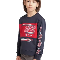 Beverly Hills Polo Club Kids Navy & Red Color Block Full Sleeves Sweatshirt image 4