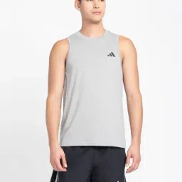 Adidas Grey Regular Fit Gym Vest-image-0