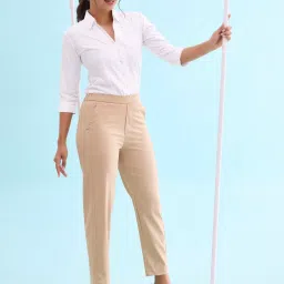 Go Colors! Beige Mid Rise Formal Trousers image 4