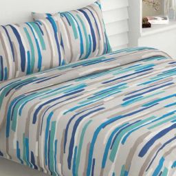 Haus & Kinder Aqua Fushion Blue 144 TC Cotton Double Bedsheet with 2 Pillow Covers-picture-41