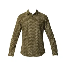 Basics Brown Cotton Slim Fit Printed Shirt image 4