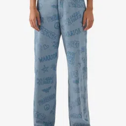 The Souled Store Blue Printed Mid Rise Jeans-picture-41