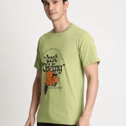 Ivoc Men Green Graphic Print T-Shirt image 4