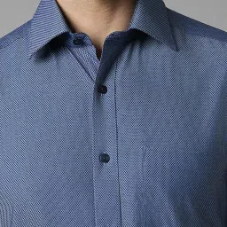 Louis Philippe Blue Cotton Regular Fit Texture Shirt image 4
