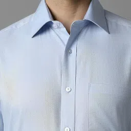 Louis Philippe Blue Cotton Regular Fit Texture Shirt image 4