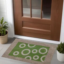 Aura 2-Pcs Green & Beige Textured Anti-SkidDoormat image 4