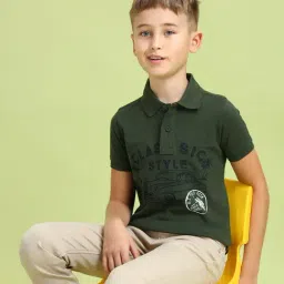 U.S. Polo Assn. Boys Green Cotton Printed Polo T-Shirt-picture-19