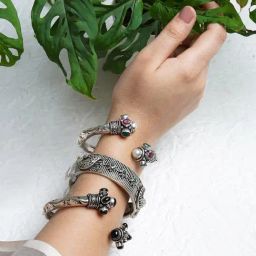 Teejh Silver-Plated Oorvi Stacked Bracelets for Women - Set of 3-picture-26