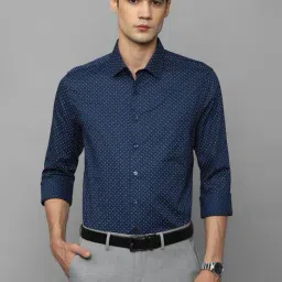 Louis Philippe Navy Cotton Slim Fit Printed Shirt-picture-33