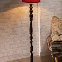Homesake Classic Twister Red Wooden Floor Lamp with Shade - Set of 1 image 3