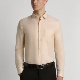 Peter England Beige Slim Fit Printed Shirt-image-24