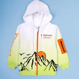 Kiddopanti Kids White & Neon Green Printed Sweatshirt-image-72