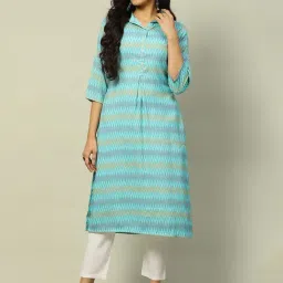 Rangriti Light Blue Printed A Line Kurta image 4