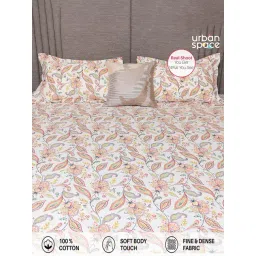 Urban Space Iris Pink Cotton Printed 200 TC King Bedsheet Cotton with 2 Pillow Covers image 3