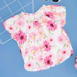 Pantaloons Junior Girls White & Pink Cotton Printed Casual Tops & Tees-picture-19