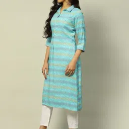 Rangriti Light Blue Printed A Line Kurta image 3